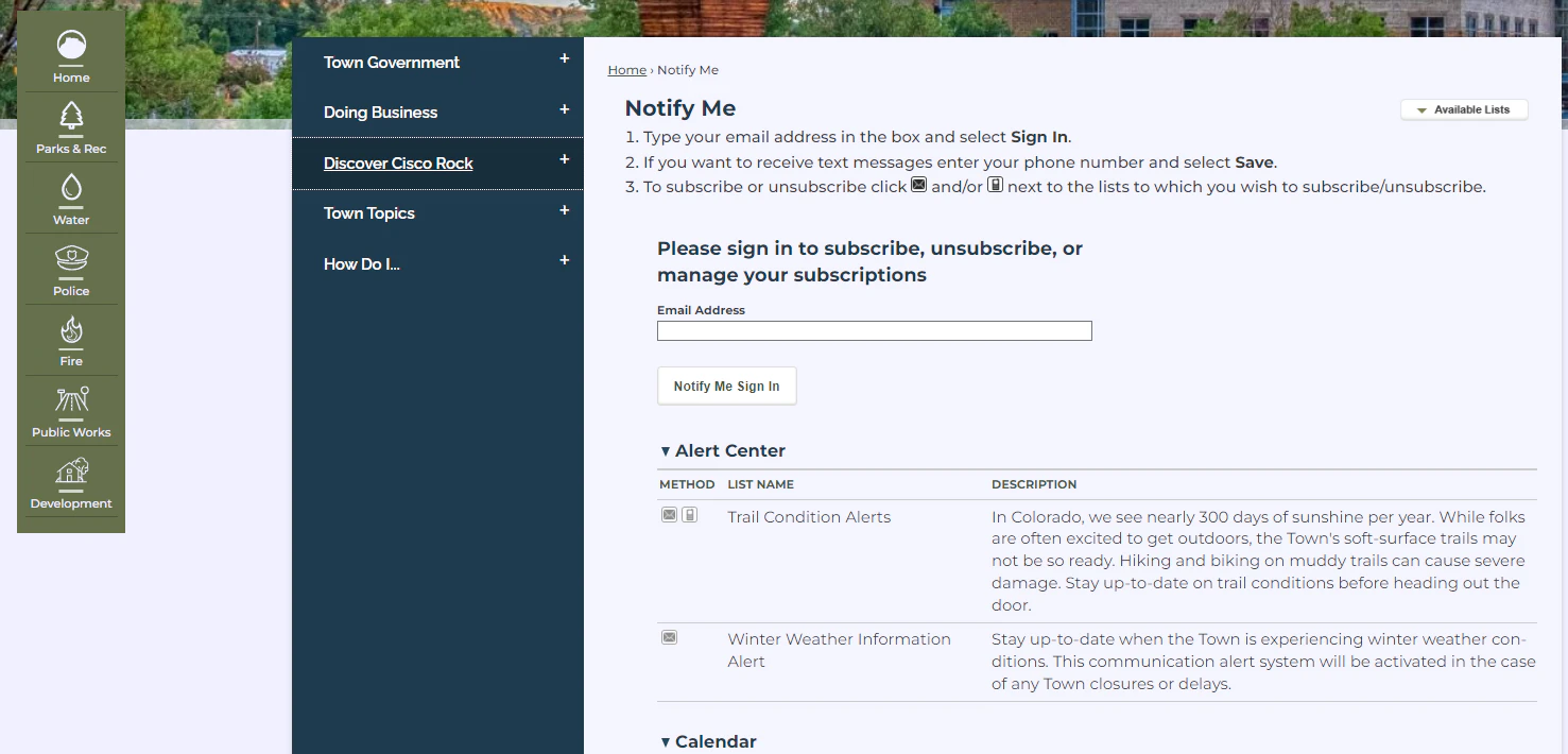 screenshot of CivicPlus Municipal Websites